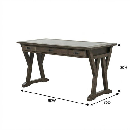 Rustic Saddle Wood Laptop Desk, Transitional Style, Solid Acacia Construction