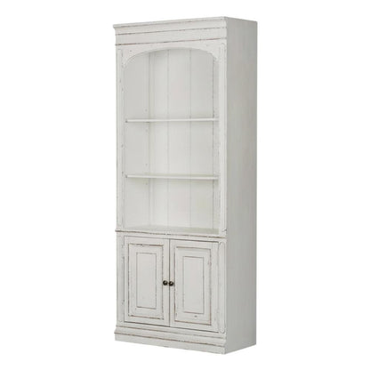 Antique White Bunching Bookcase With Rubberwood And Veneers For Office Storage