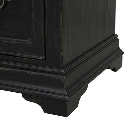 Aged Charcoal Credenza Desk With Distressed Finish And Birch Top For Home Office