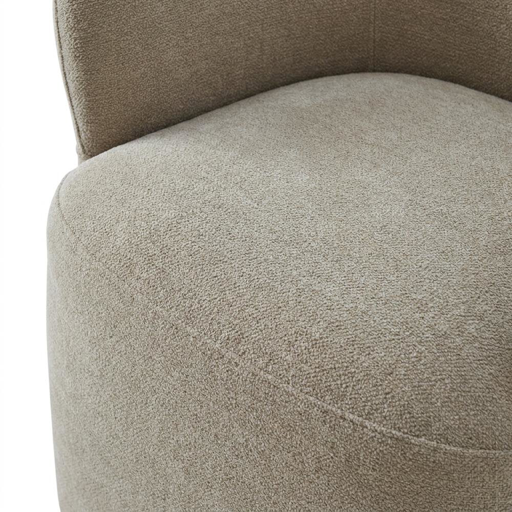 Solid Wood Upholstered Accent Dining Chair with Castors, Eclectic Style, Brown