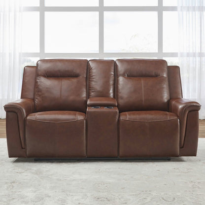 Avery Living Room Power Recline Set with Sofa & Loveseat - Cognac Leather