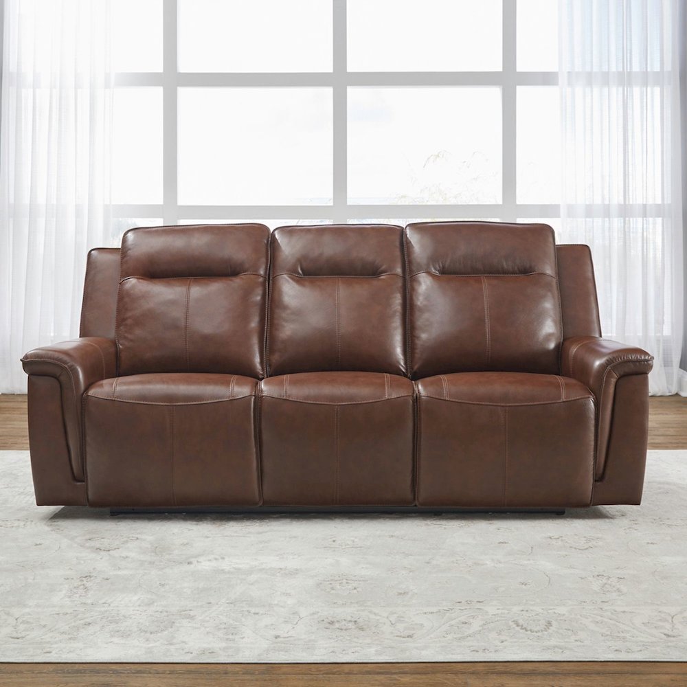 Avery Living Room Power Recline Set with Sofa & Loveseat - Cognac Leather