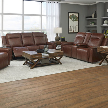 Avery Living Room Power Recline Set with Sofa & Loveseat - Cognac Leather