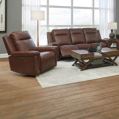Avery Living Room Power Recline Set with Sofa & Recliner - Cognac Leather