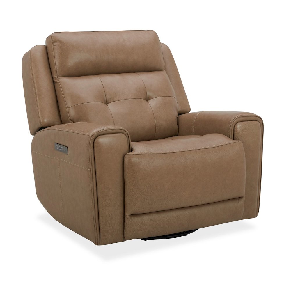 Carrington Triple Power Recliner Living Room Chair - York Sand Brown Leather