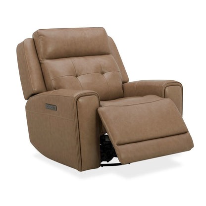 Carrington Triple Power Recliner Living Room Chair - York Sand Brown Leather
