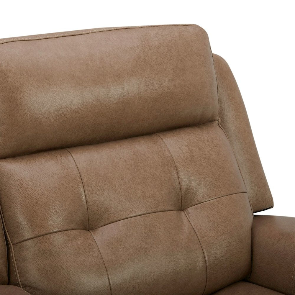 Carrington Triple Power Recliner Living Room Chair - York Sand Brown Leather