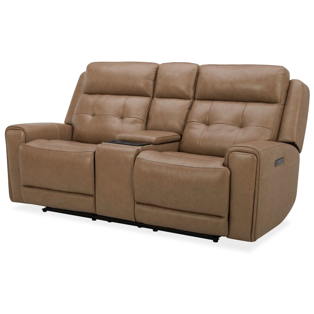 Carrington Triple Power Reclining Loveseat with Console - York Sand Leather
