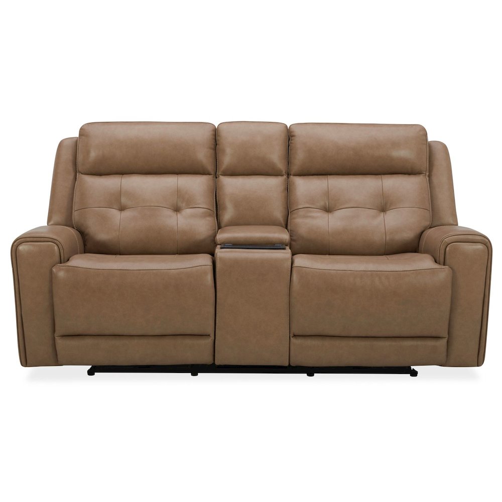 Carrington Triple Power Reclining Loveseat with Console - York Sand Leather