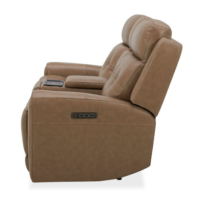 Carrington Triple Power Reclining Loveseat with Console - York Sand Leather