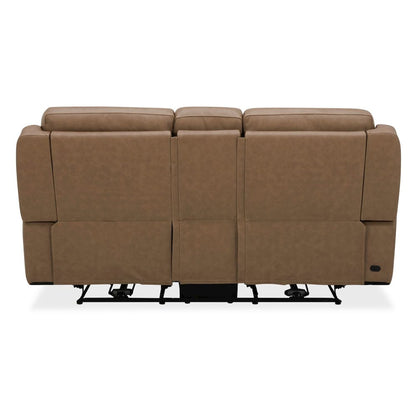Carrington Triple Power Reclining Loveseat with Console - York Sand Leather