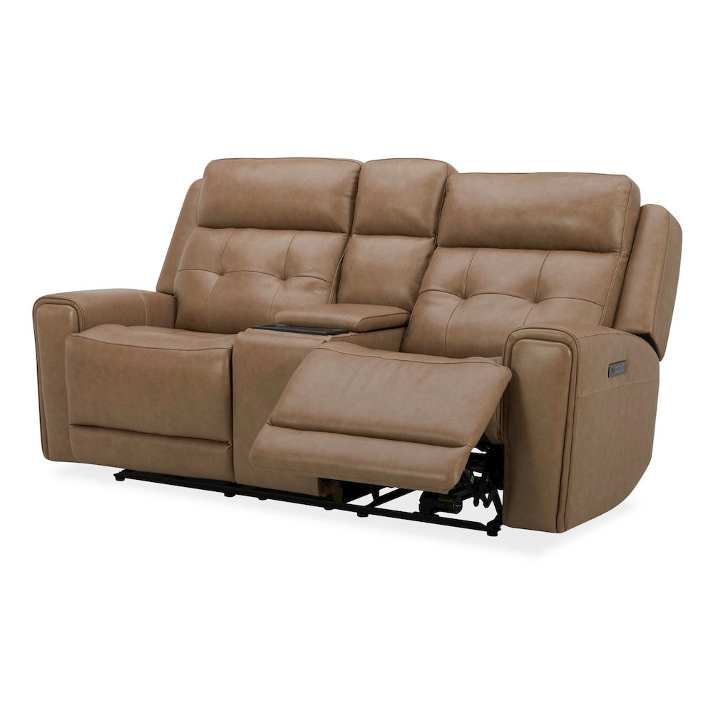Carrington Triple Power Reclining Loveseat with Console - York Sand Leather
