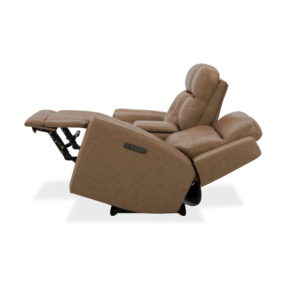 Carrington Triple Power Reclining Loveseat with Console - York Sand Leather