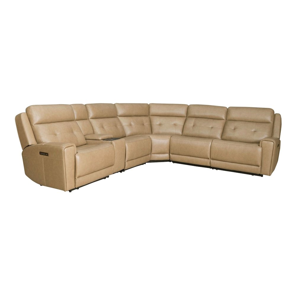 Carrington Power Reclining 6 Piece Sectional Sofa - York Sand Leather
