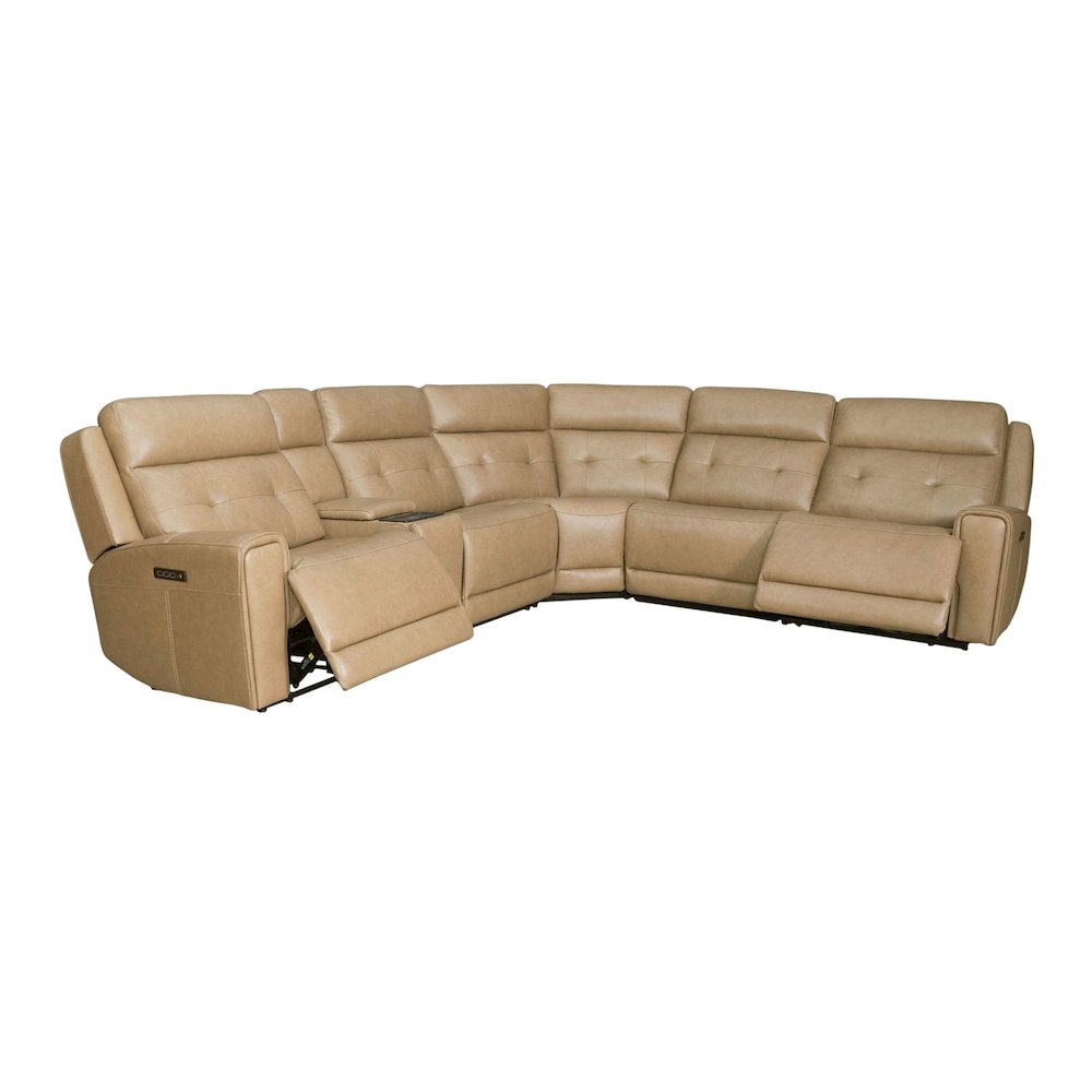 Carrington Power Reclining 6 Piece Sectional Sofa - York Sand Leather