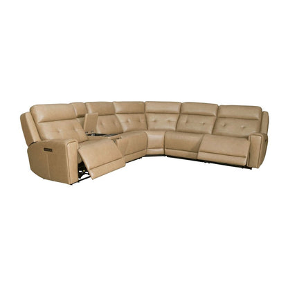 Carrington Power Reclining 6 Piece Sectional Sofa - York Sand Leather