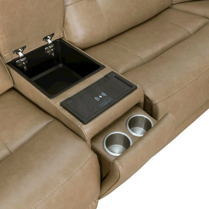 Carrington Power Reclining 6 Piece Sectional Sofa - York Sand Leather