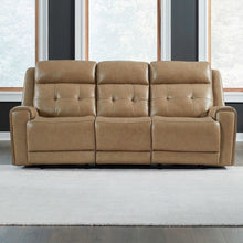 Carrington Power Recline Set with Sofa & Loveseat - York Sand Leather