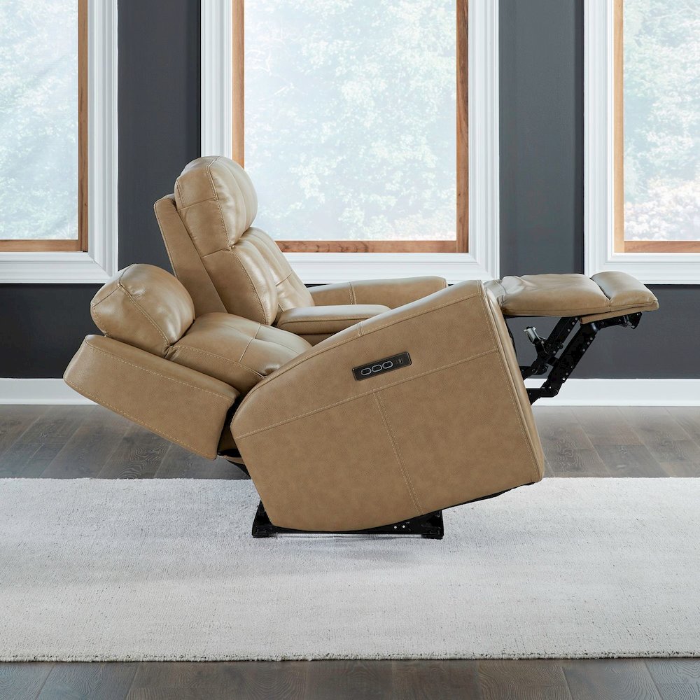 Carrington Power Recline Set with Sofa, Loveseat & Recliner - York Sand Leather