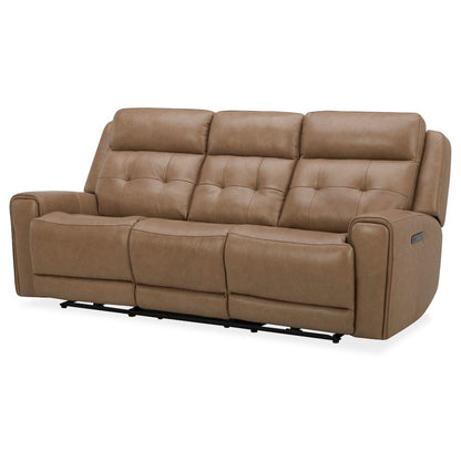 Carrington Power Recline Set with Sofa & Recliner - York Sand Leather