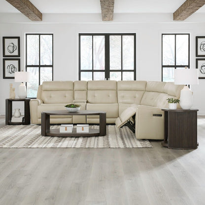 Carrington Power Reclining 6 Piece Sectional Sofa - Baja Stone Leather