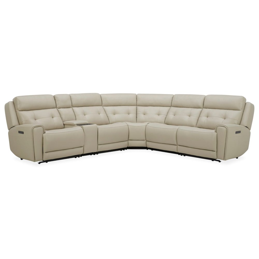 Carrington Power Reclining 6 Piece Sectional Sofa - Baja Stone Leather
