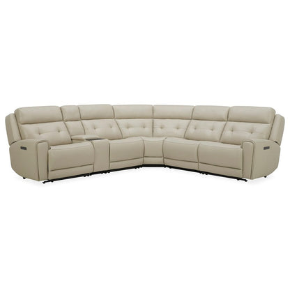 Carrington Power Reclining 6 Piece Sectional Sofa - Baja Stone Leather