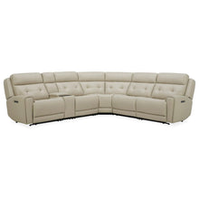 Carrington Power Reclining 6 Piece Sectional Sofa - Baja Stone Leather