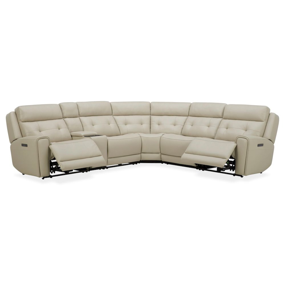 Carrington Power Reclining 6 Piece Sectional Sofa - Baja Stone Leather