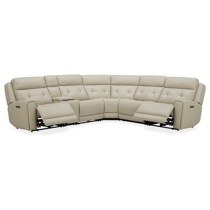 Carrington Power Reclining 6 Piece Sectional Sofa - Baja Stone Leather