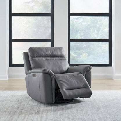 Cooper Triple Power Recliner Living Room Chair - Blue Gray Leather