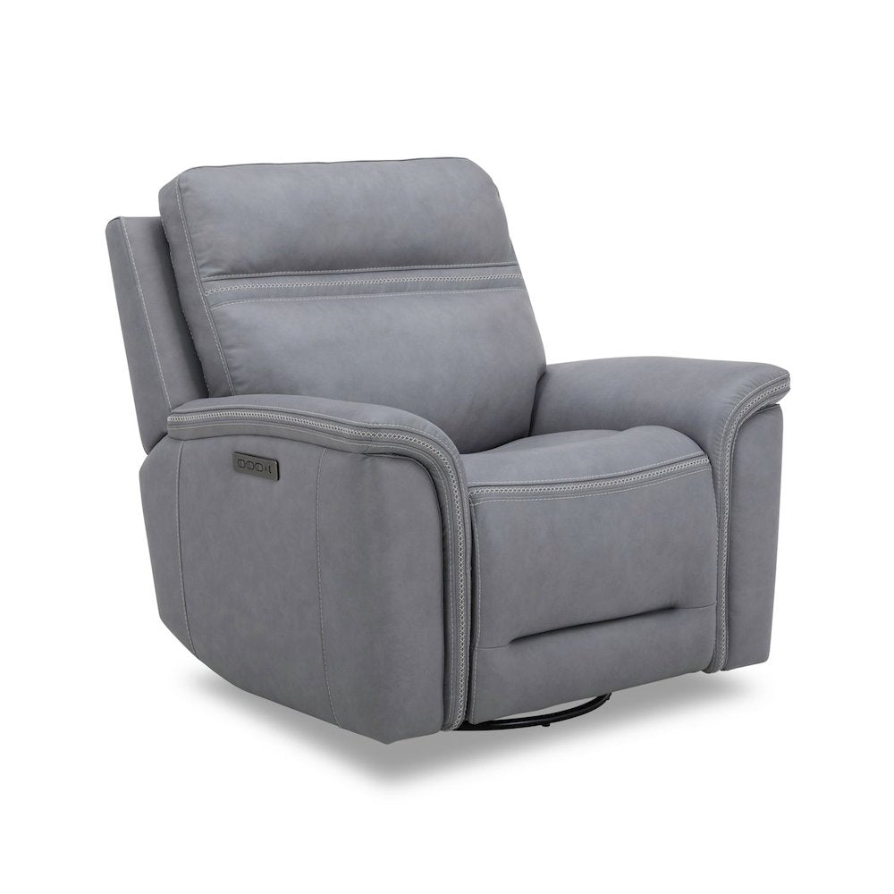 Cooper Triple Power Recliner Living Room Chair - Blue Gray Leather