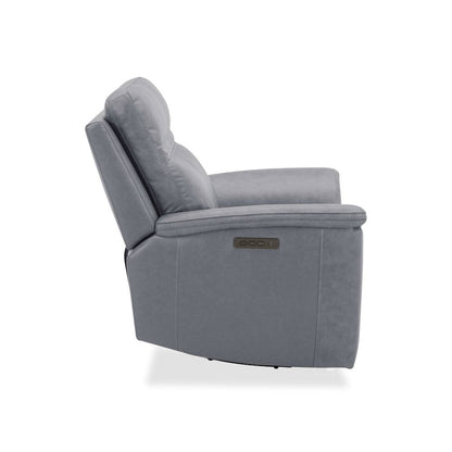 Cooper Triple Power Recliner Living Room Chair - Blue Gray Leather