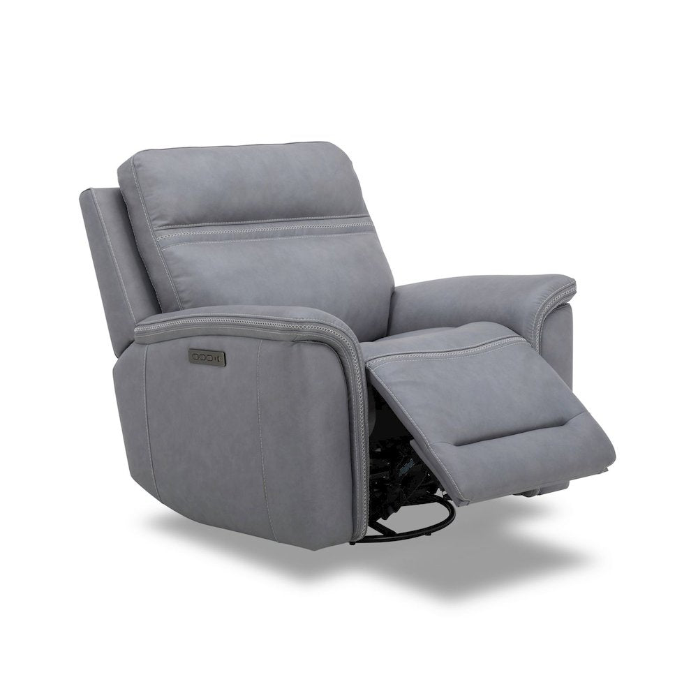Cooper Triple Power Recliner Living Room Chair - Blue Gray Leather