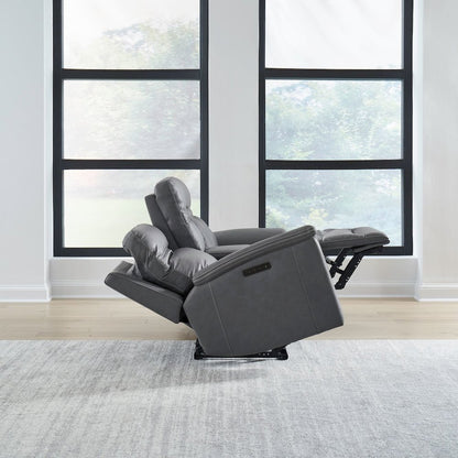 Cooper Triple Power Reclining Loveseat with Console - Blue Gray Leather
