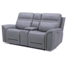 Cooper Triple Power Reclining Loveseat with Console - Blue Gray Leather