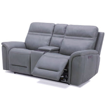 Cooper Triple Power Reclining Loveseat with Console - Blue Gray Leather