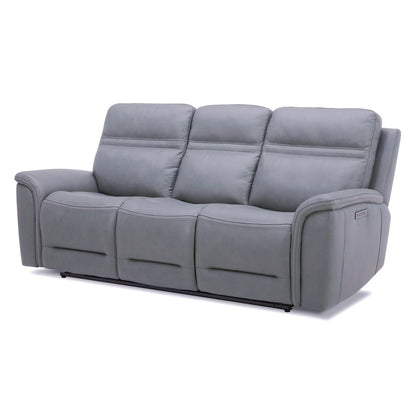 Cooper Triple Power Reclining Sofa with USB Charging Ports - Blue Gray Leather