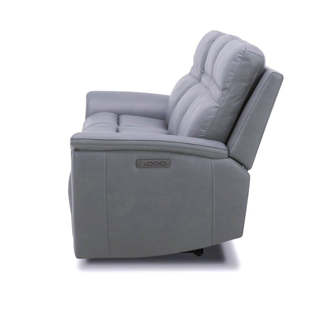 Cooper Triple Power Reclining Sofa with USB Charging Ports - Blue Gray Leather