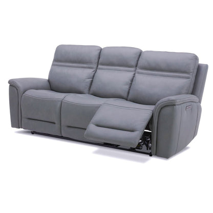 Cooper Triple Power Reclining Sofa with USB Charging Ports - Blue Gray Leather