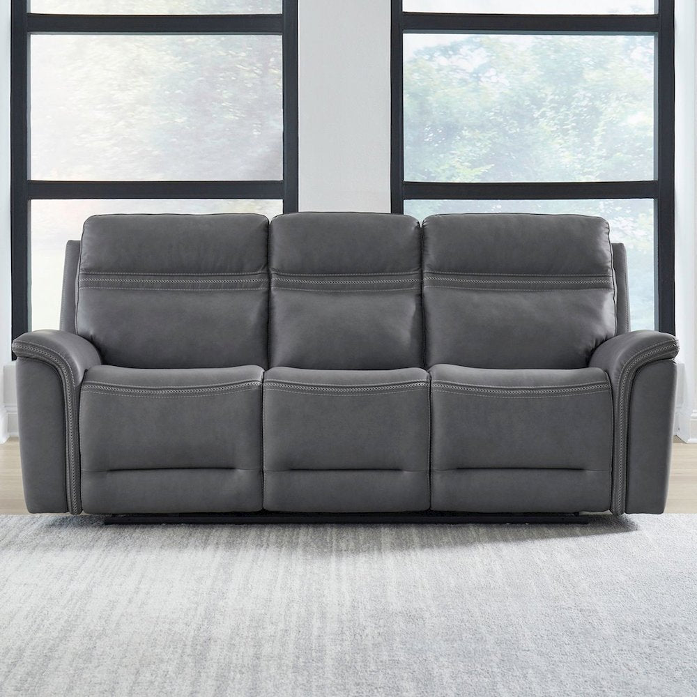 Cooper Triple Power Reclining Sofa with USB Charging Ports - Blue Gray Leather