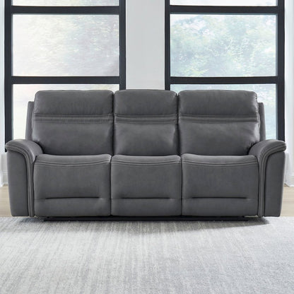 Cooper Triple Power Reclining Sofa with USB Charging Ports - Blue Gray Leather