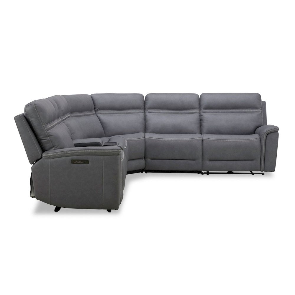Cooper Power Reclining 6 Piece Sectional Sofa - Blue Gray Leather