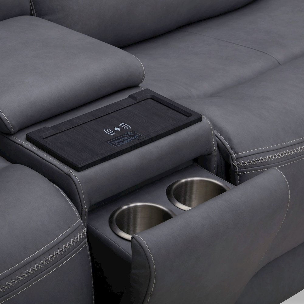 Cooper Power Reclining 6 Piece Sectional Sofa - Blue Gray Leather