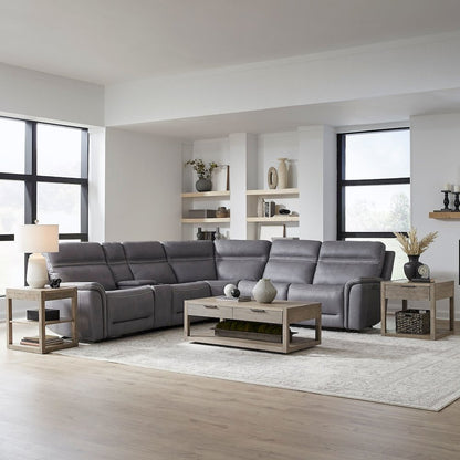 Cooper Power Reclining 6 Piece Sectional Sofa - Blue Gray Leather