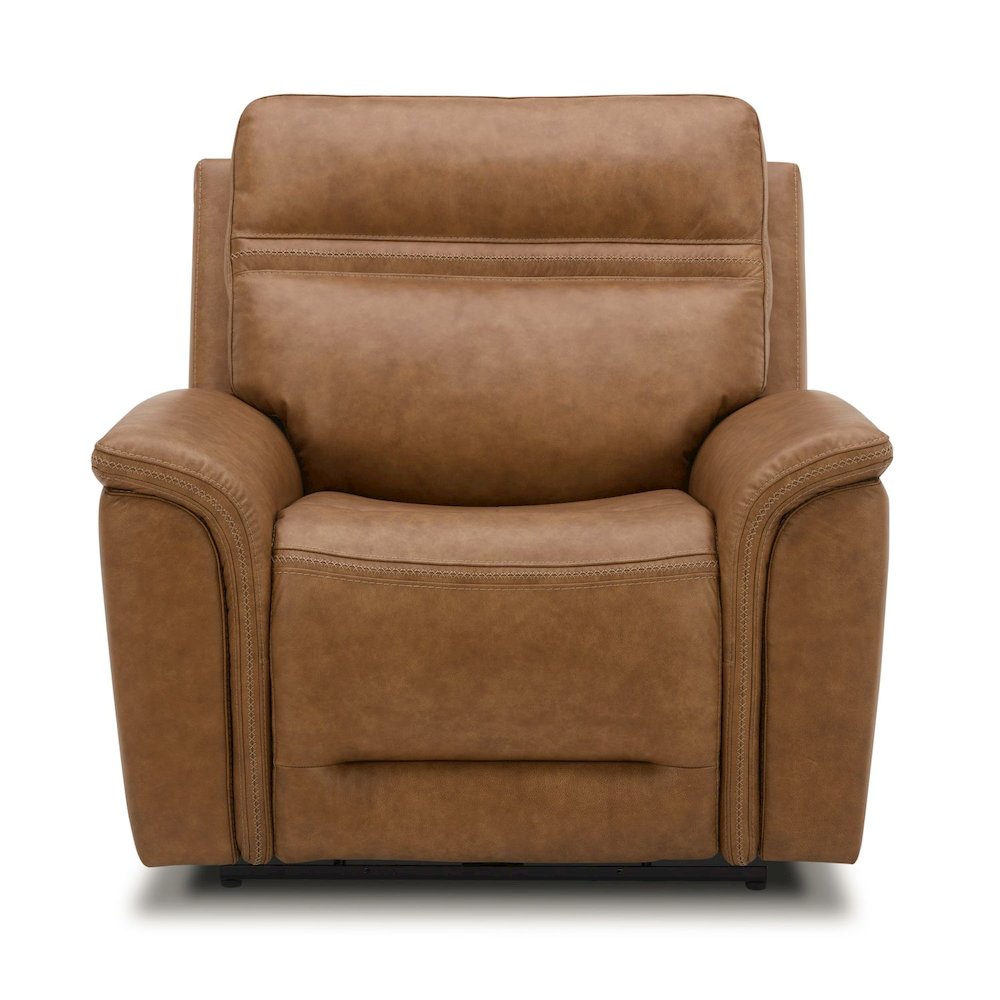 Cooper Swivel Glide Power Recliner, Power Headrest, Lumbar in Camel Leather