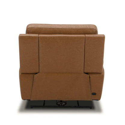 Cooper Swivel Glide Power Recliner, Power Headrest, Lumbar in Camel Leather