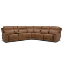 Cooper Power Reclining 6 Piece Sectional Sofa - Camel Brown Leather