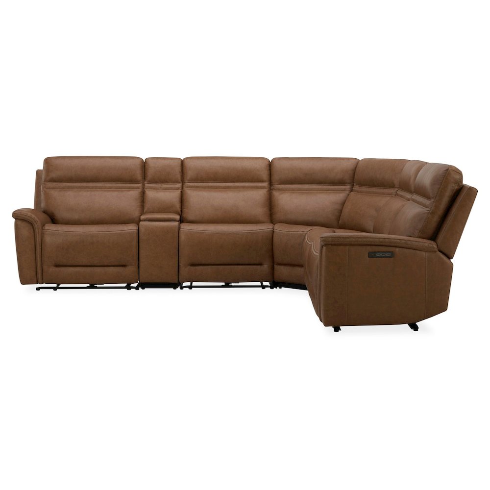 Cooper Power Reclining 6 Piece Sectional Sofa - Camel Brown Leather
