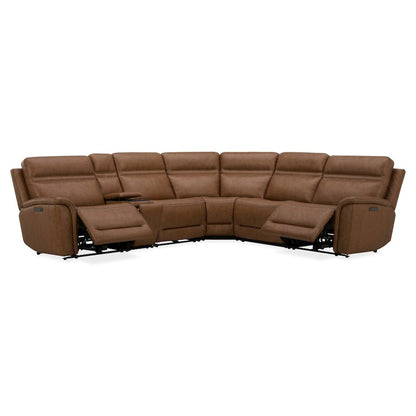 Cooper Power Reclining 6 Piece Sectional Sofa - Camel Brown Leather